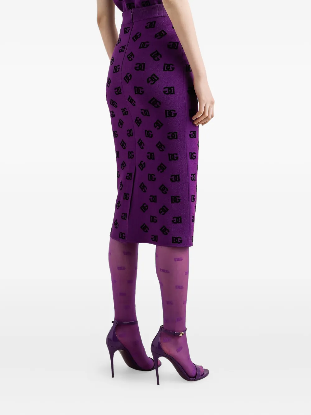 Dolce & Gabbana Midi-rok met logopatroon Paars