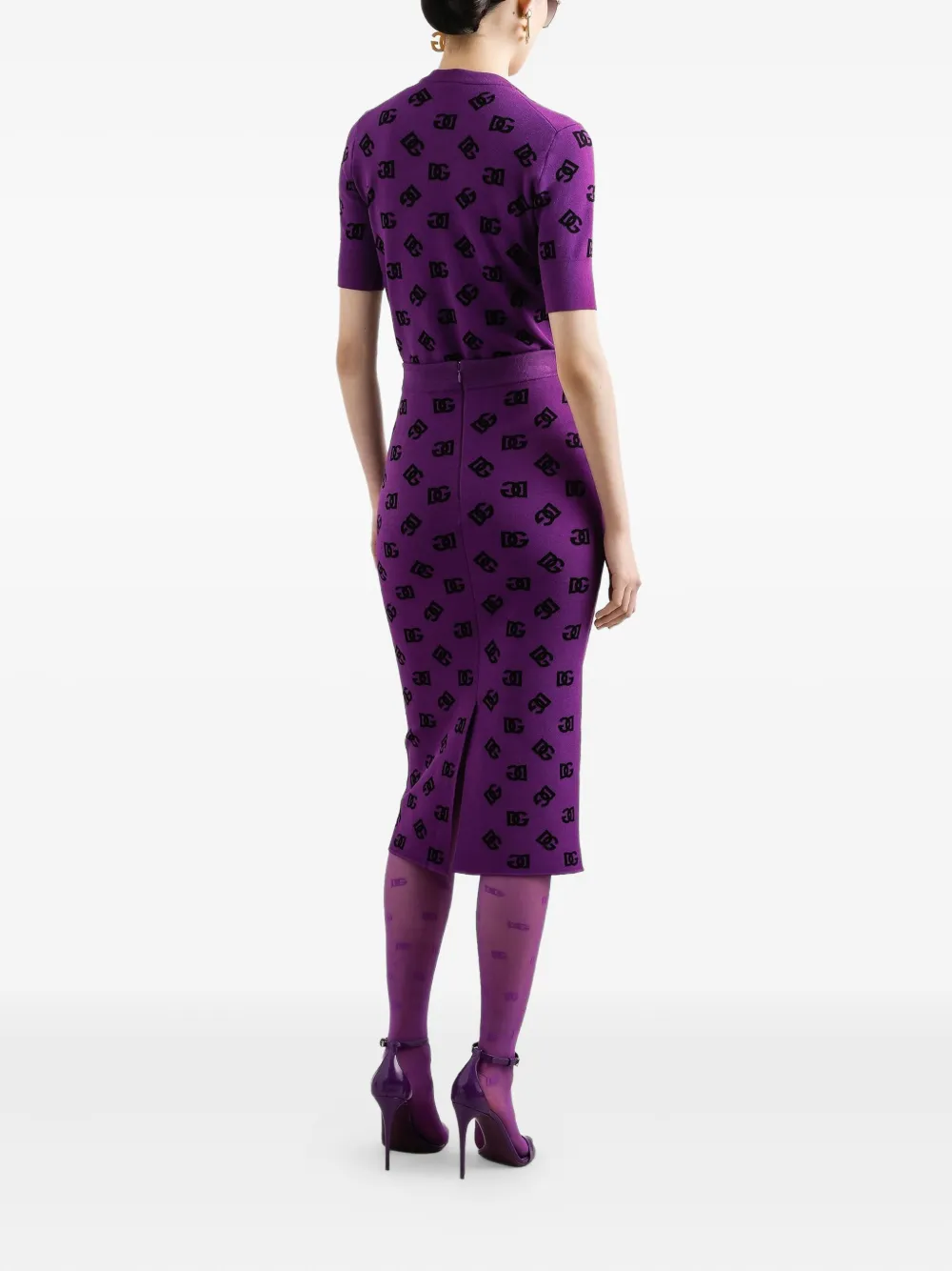 Dolce & Gabbana Midi-rok met logopatroon Paars