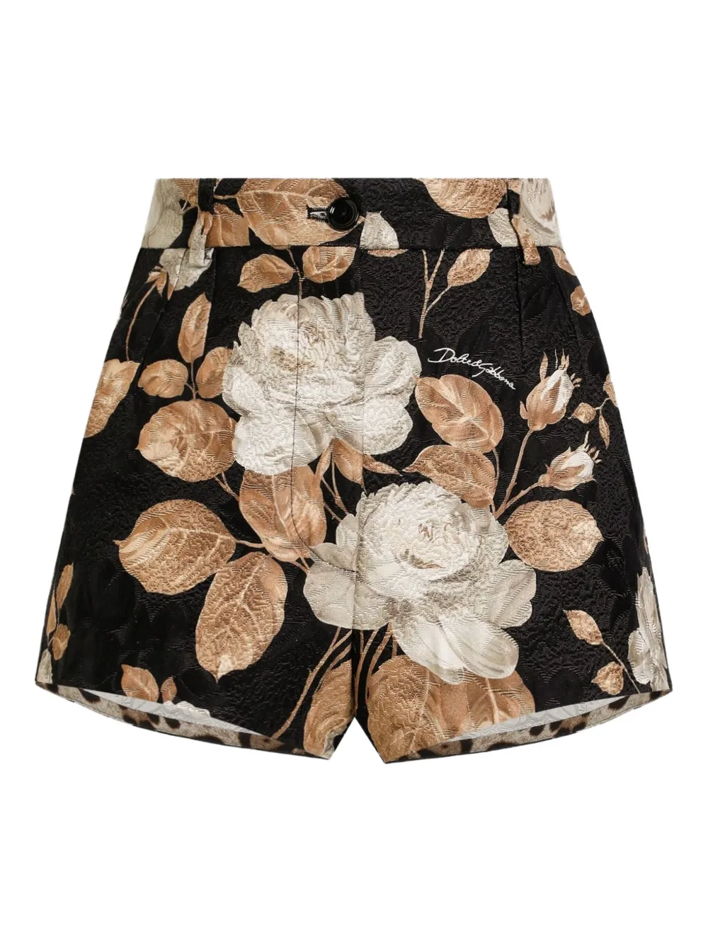 Dolce & Gabbana High waist shorts met roosprint Zwart