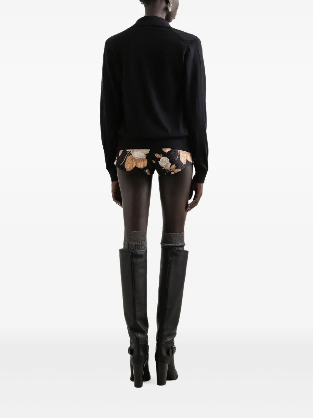 Dolce & Gabbana High waist shorts met roosprint Zwart