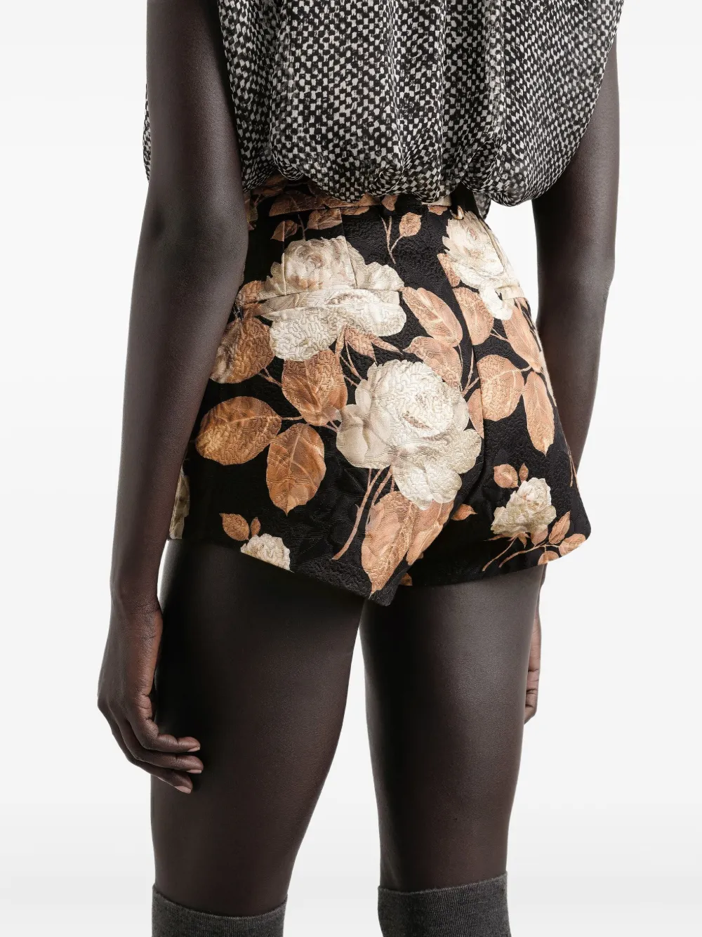 Dolce & Gabbana High waist shorts met roosprint Zwart