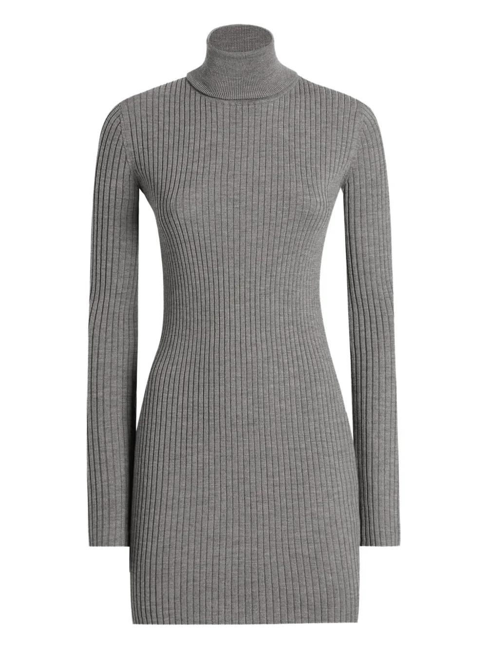 Dolce & Gabbana Ribbed Turtleneck Mini Dress In Gray