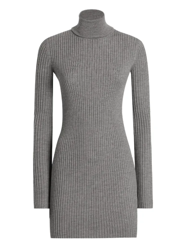 Dolce Gabbana Ribbed Turtleneck Mini Dress Grey FARFETCH IN