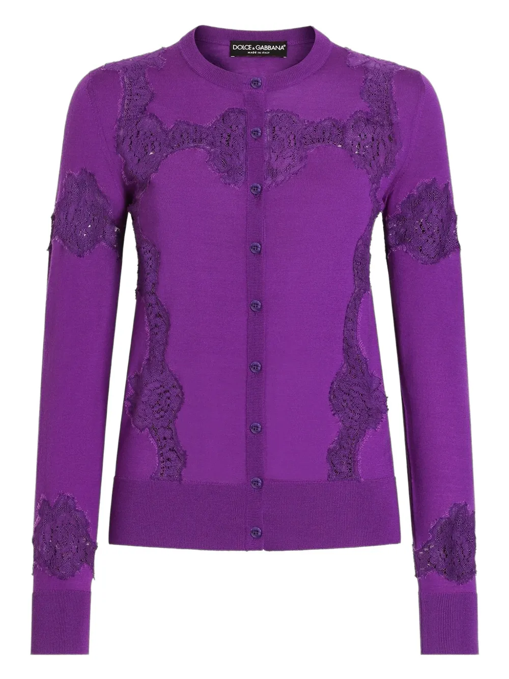 Dolce & Gabbana Wollen vest met kanten vlakken Paars