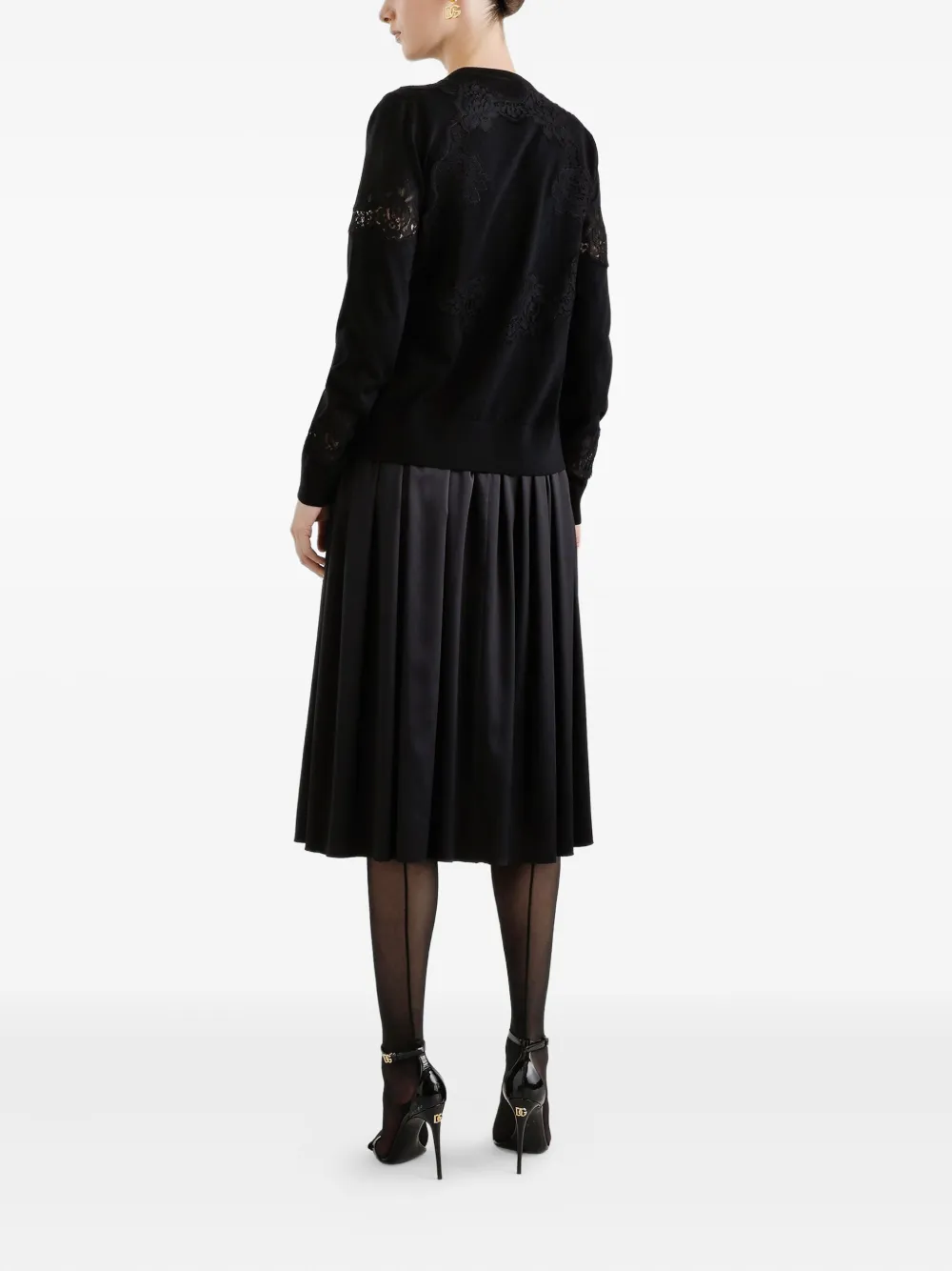 Dolce & Gabbana lace-panel cardigan Zwart