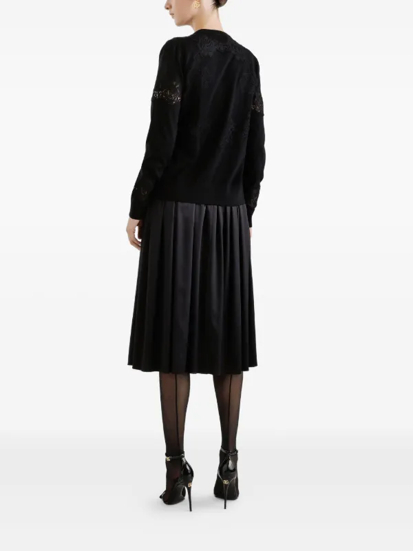 T*Y様 DOLCE&GABBANA カーディガン サイズ52 ブラック プレー Dolce & Gabbana DNA レースパネル カーディガン | ブラック