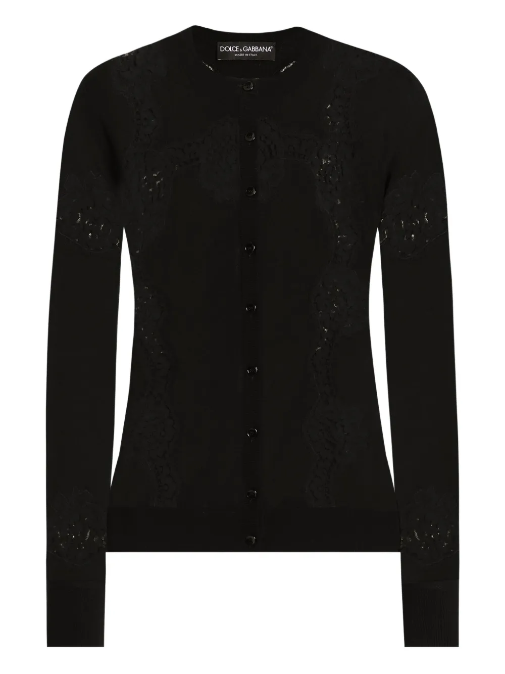 Dolce & Gabbana Lace-panel Cardigan In Black