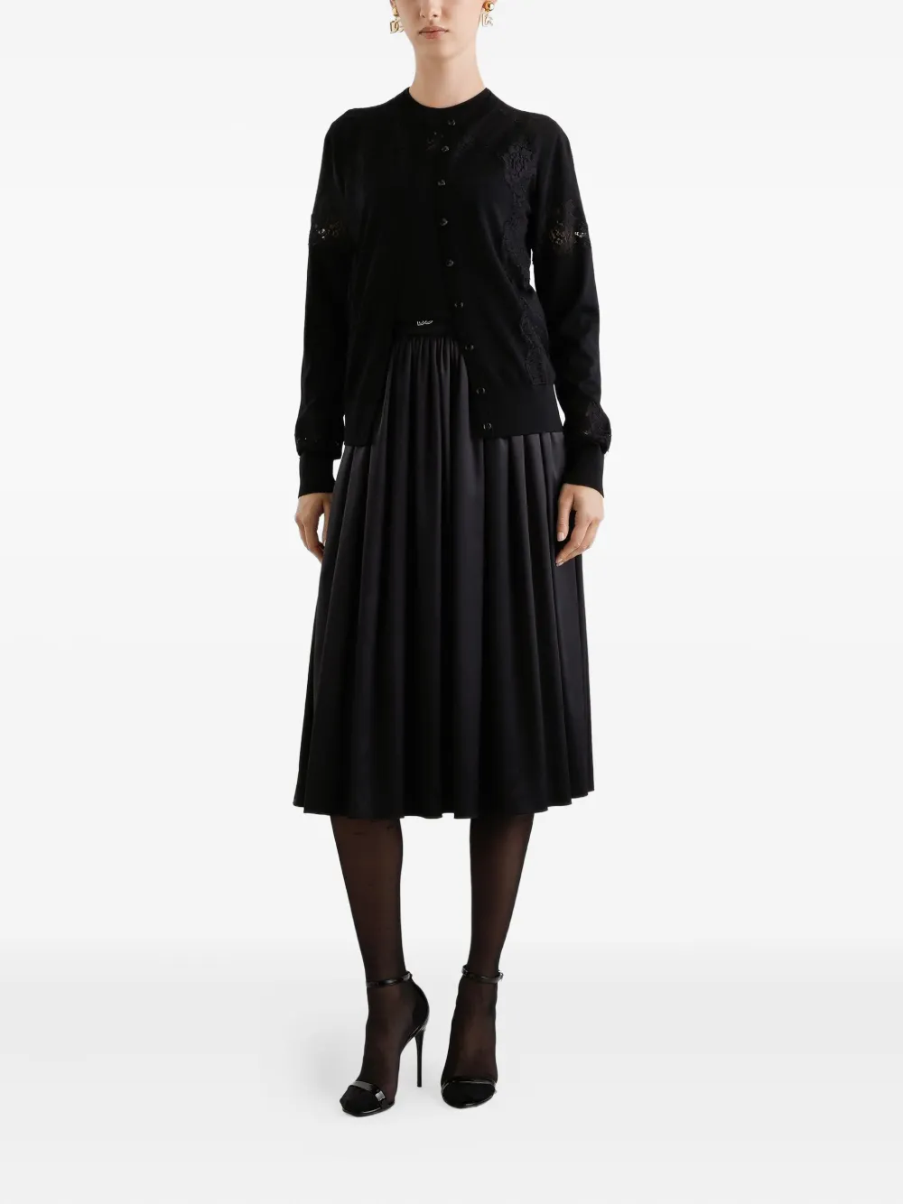 Dolce & Gabbana lace-panel cardigan Zwart