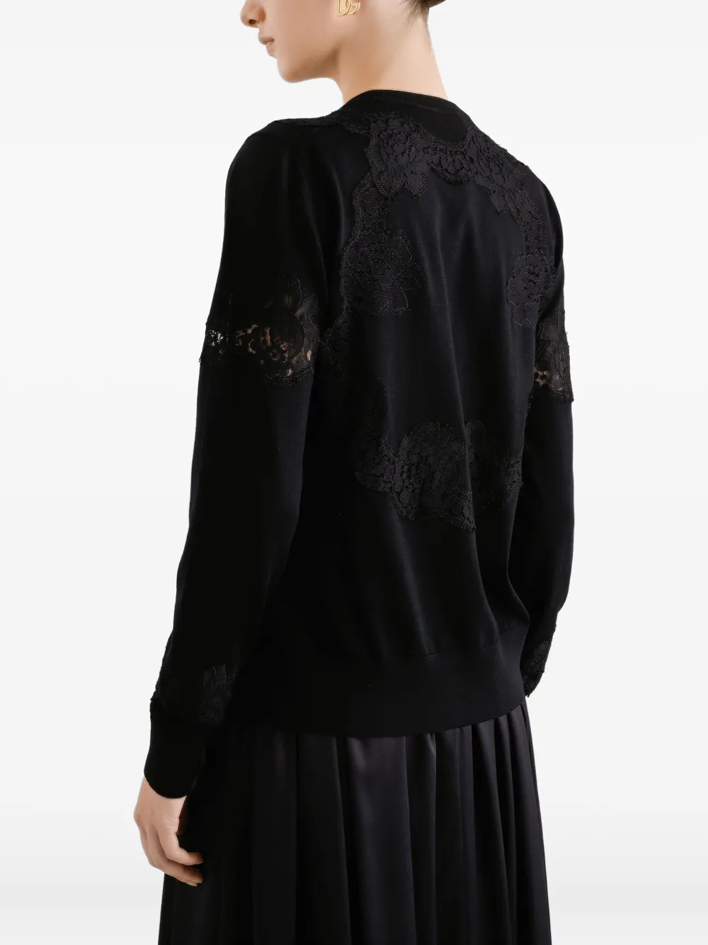 Dolce & Gabbana lace-panel cardigan Zwart