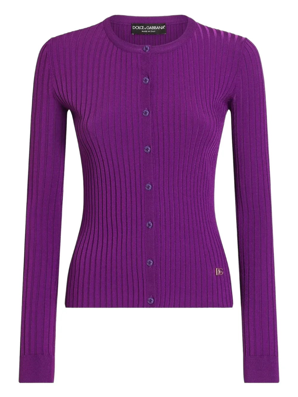 Dolce & Gabbana Logo-plaque Cardigan In Purple