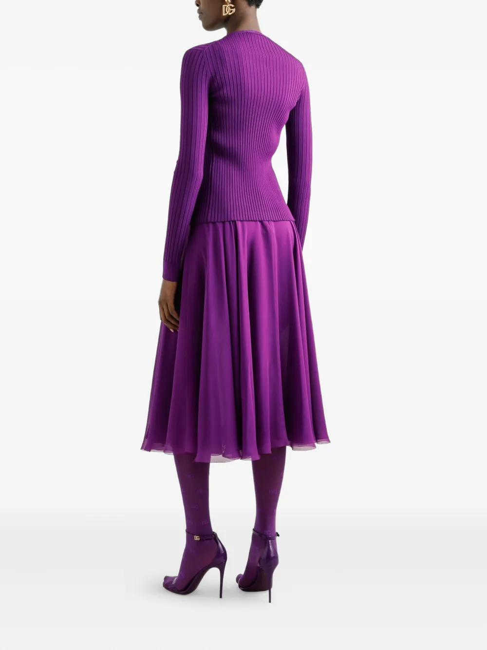 Dolce & Gabbana Logo-plaque Cardigan In Purple