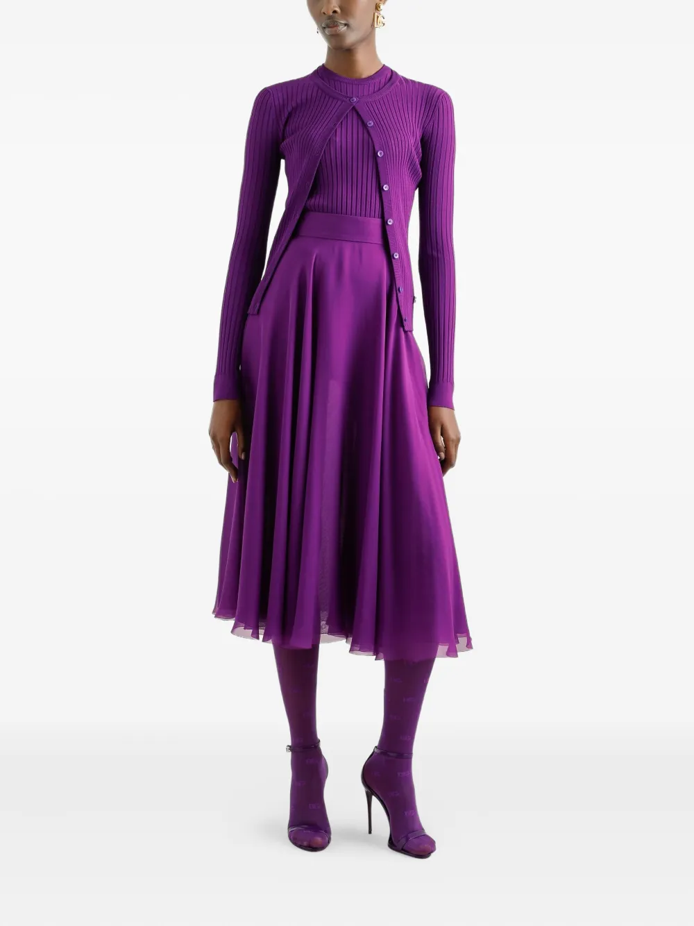 Dolce & Gabbana Logo-plaque Cardigan In Purple