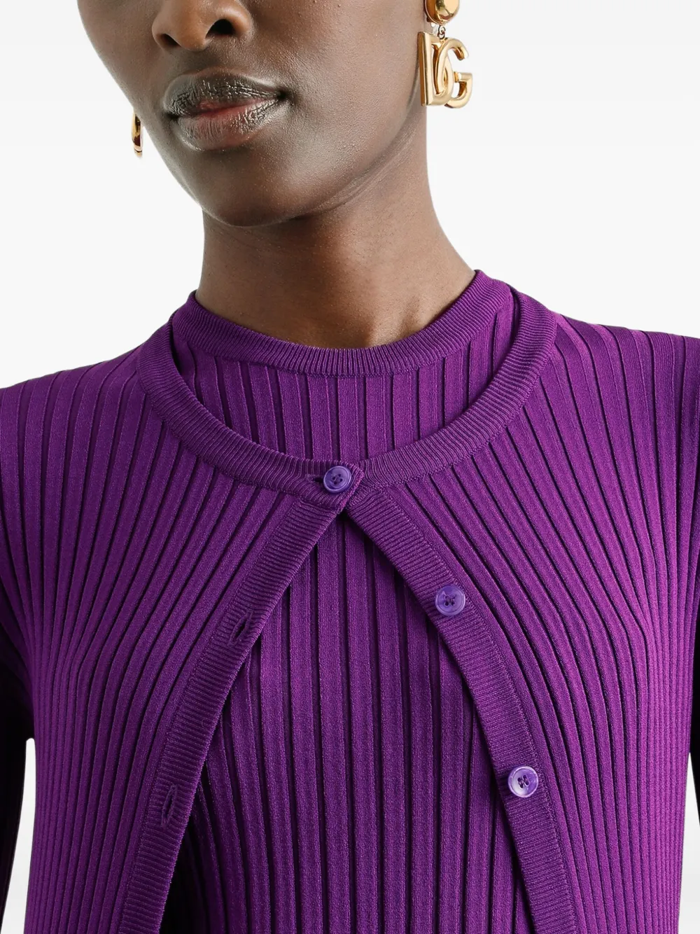 Dolce & Gabbana Logo-plaque Cardigan In Purple