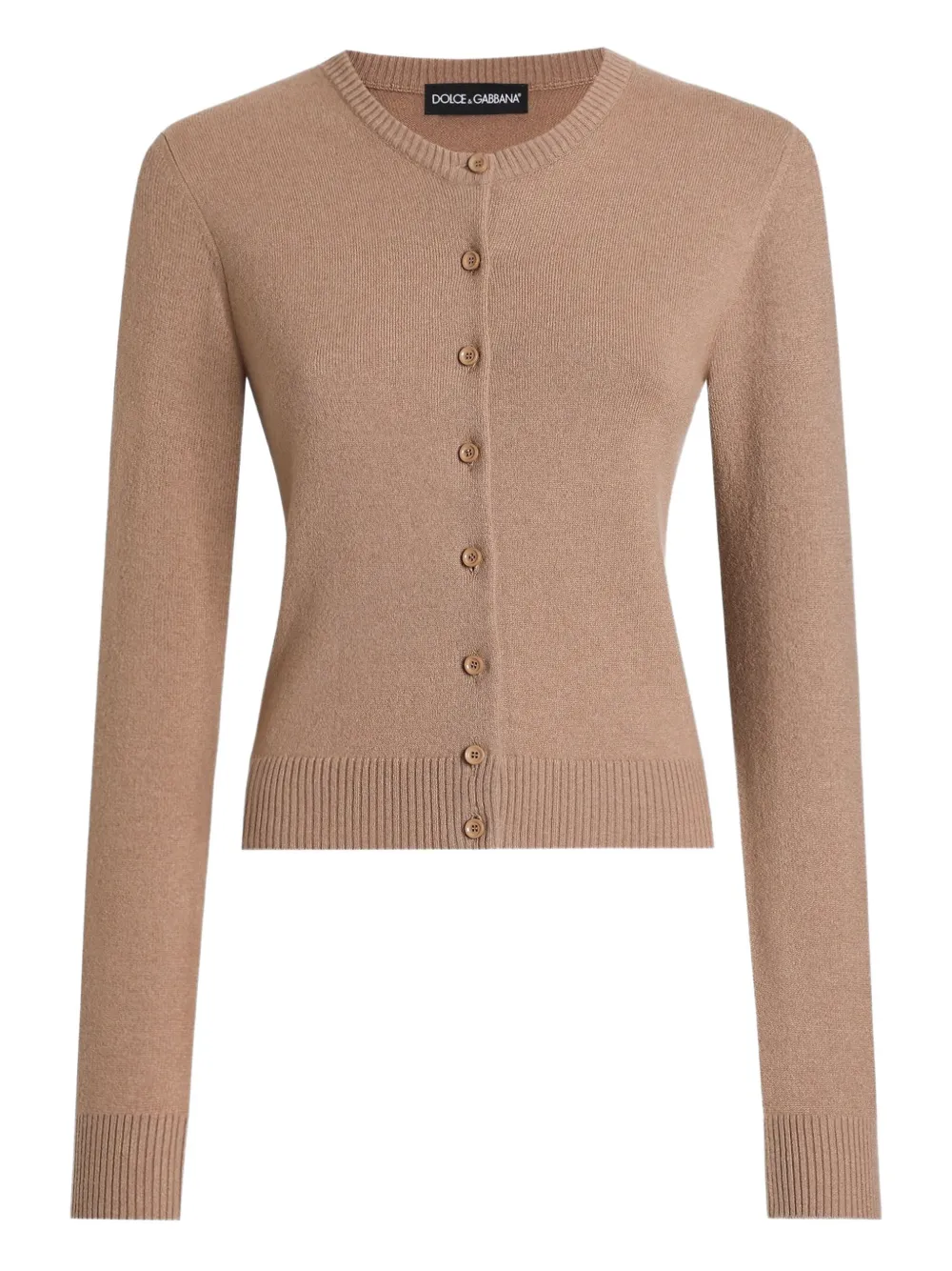 Dolce & Gabbana Button-front Cashmere Cardigan In Brown