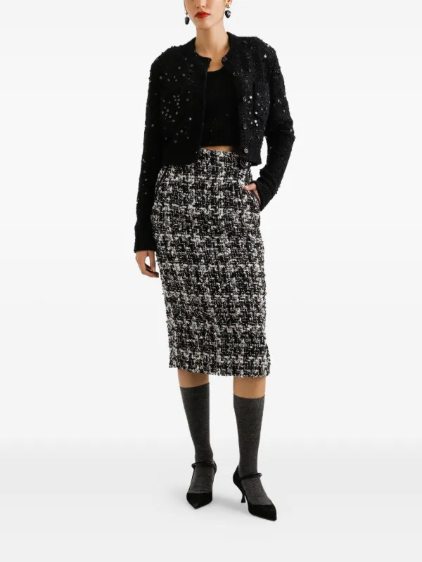 ドルチェアンドガッバーナ クロップドカーディガン ビジュー装飾