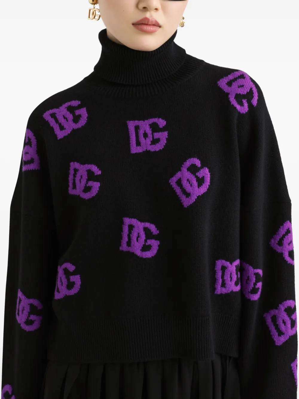 Dolce & Gabbana Wollen trui met DG-logo Zwart