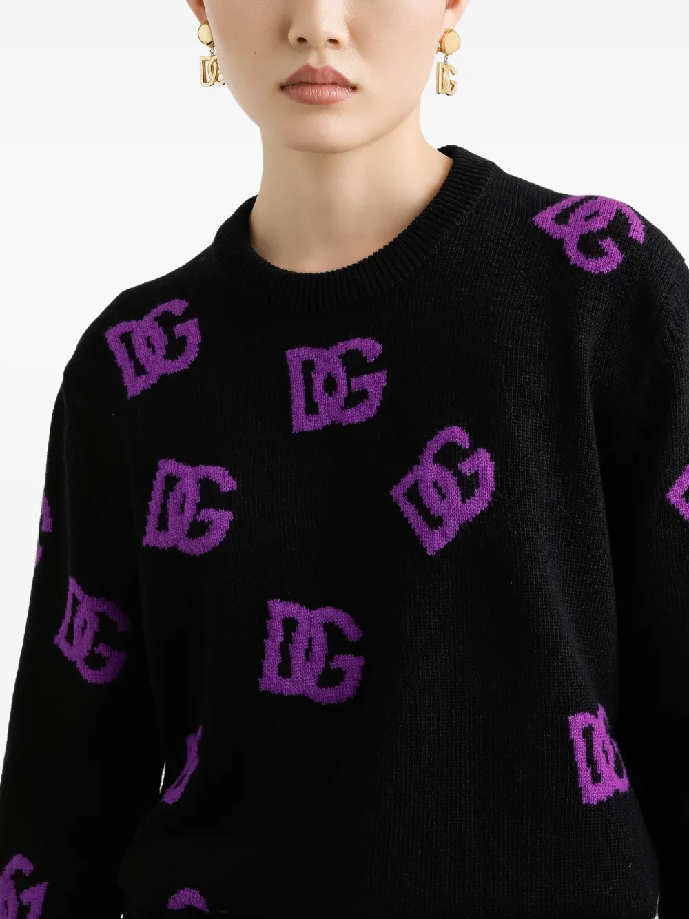 Dolce & Gabbana Wollen trui met DG-logo Zwart