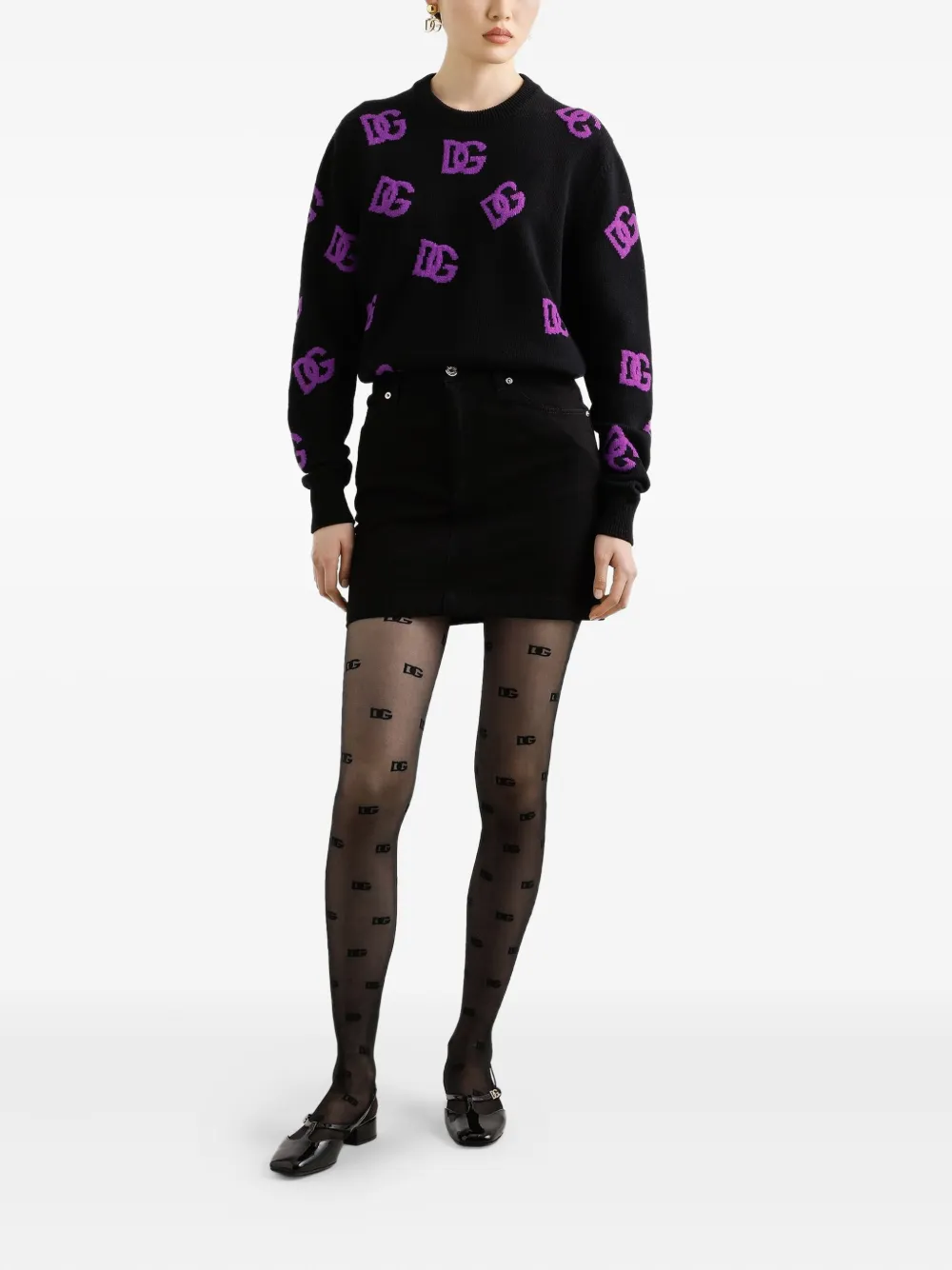 Dolce & Gabbana Wollen trui met DG-logo Zwart