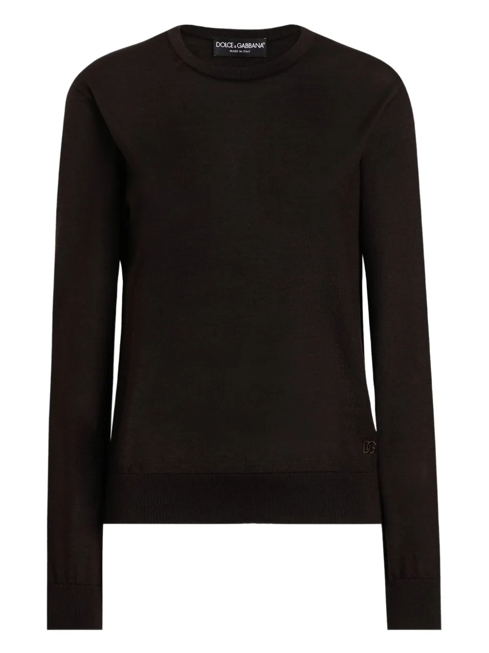 Dolce & Gabbana Kasjmier top met geborduurd logo Bruin