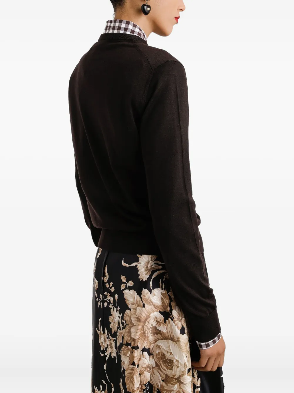 Dolce & Gabbana Kasjmier top met geborduurd logo Bruin