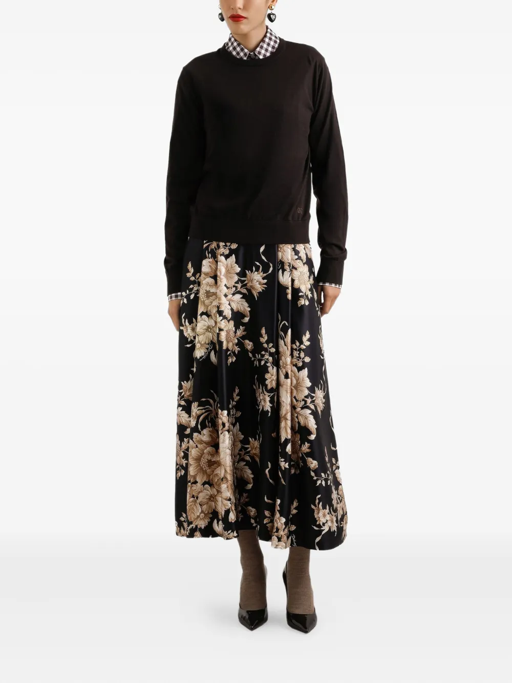 Dolce & Gabbana Kasjmier top met geborduurd logo Bruin
