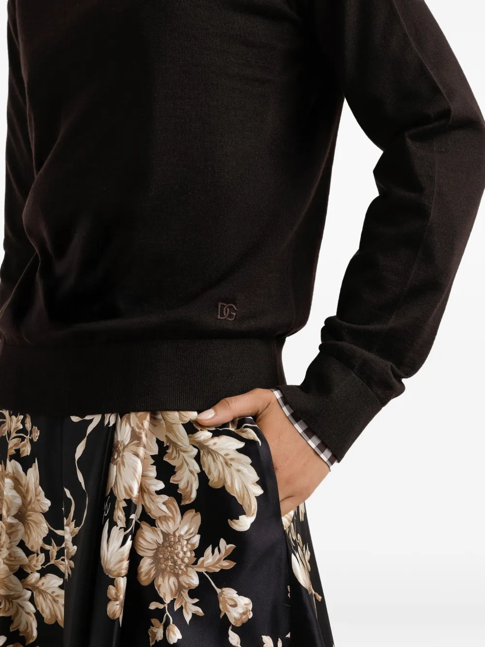 Dolce & Gabbana Kasjmier top met geborduurd logo Bruin