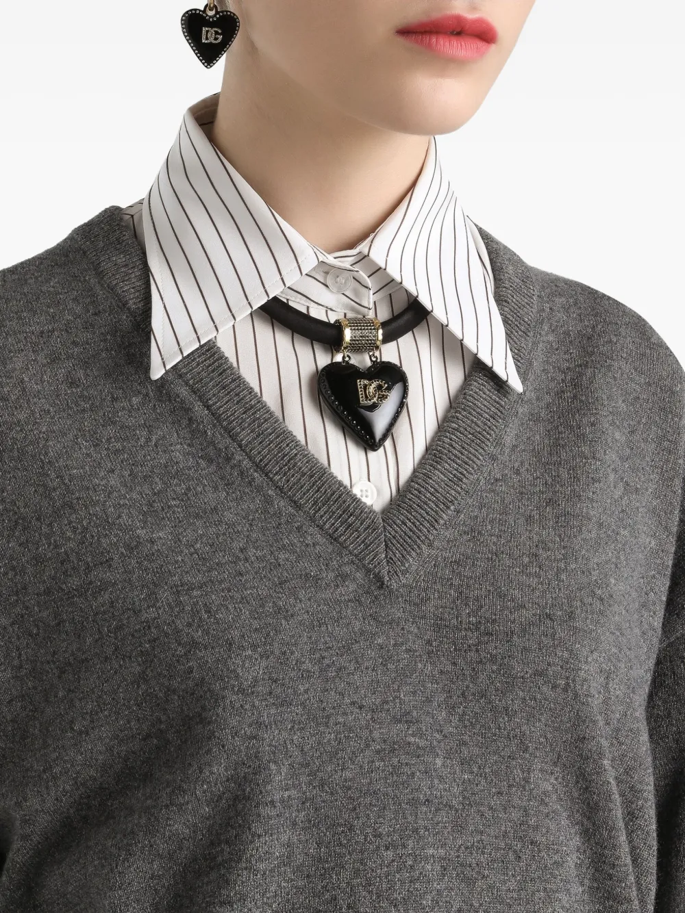 Dolce & Gabbana Trui met V-hals en strikdetail Grijs
