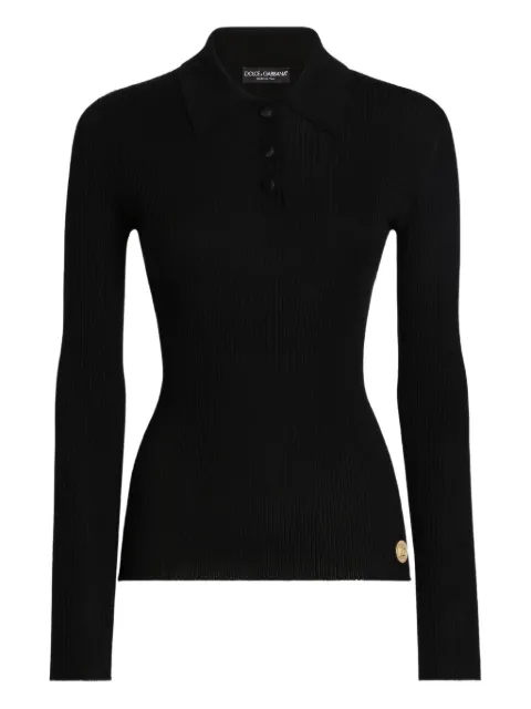 Dolce & Gabbana Polo a coste a maniche lunghe