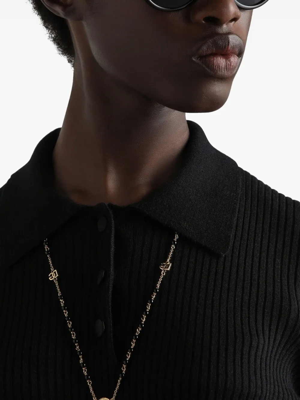 Dolce & Gabbana Geribbelde polotop met lange mouwen Zwart