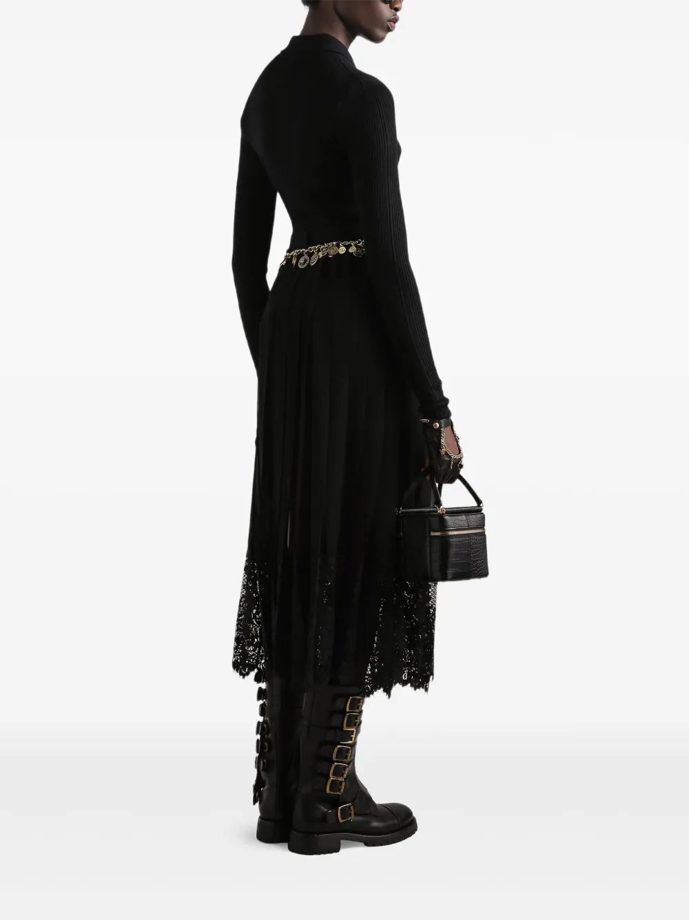 Dolce & Gabbana Geribbelde polotop met lange mouwen Zwart