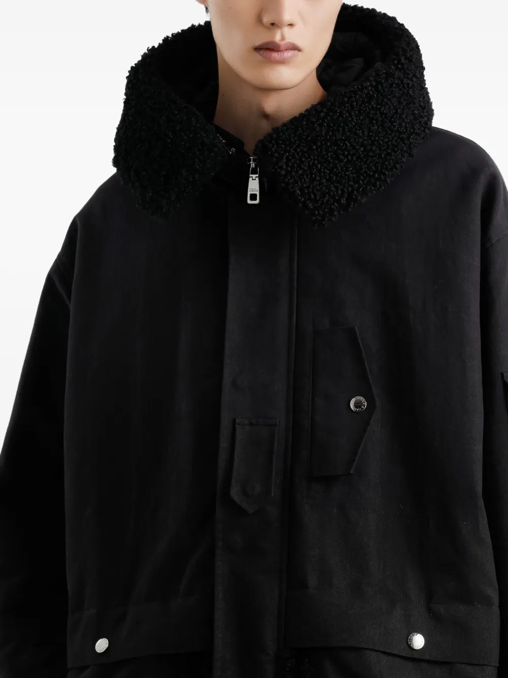 Dolce & Gabbana Fleece parka met capuchon Zwart