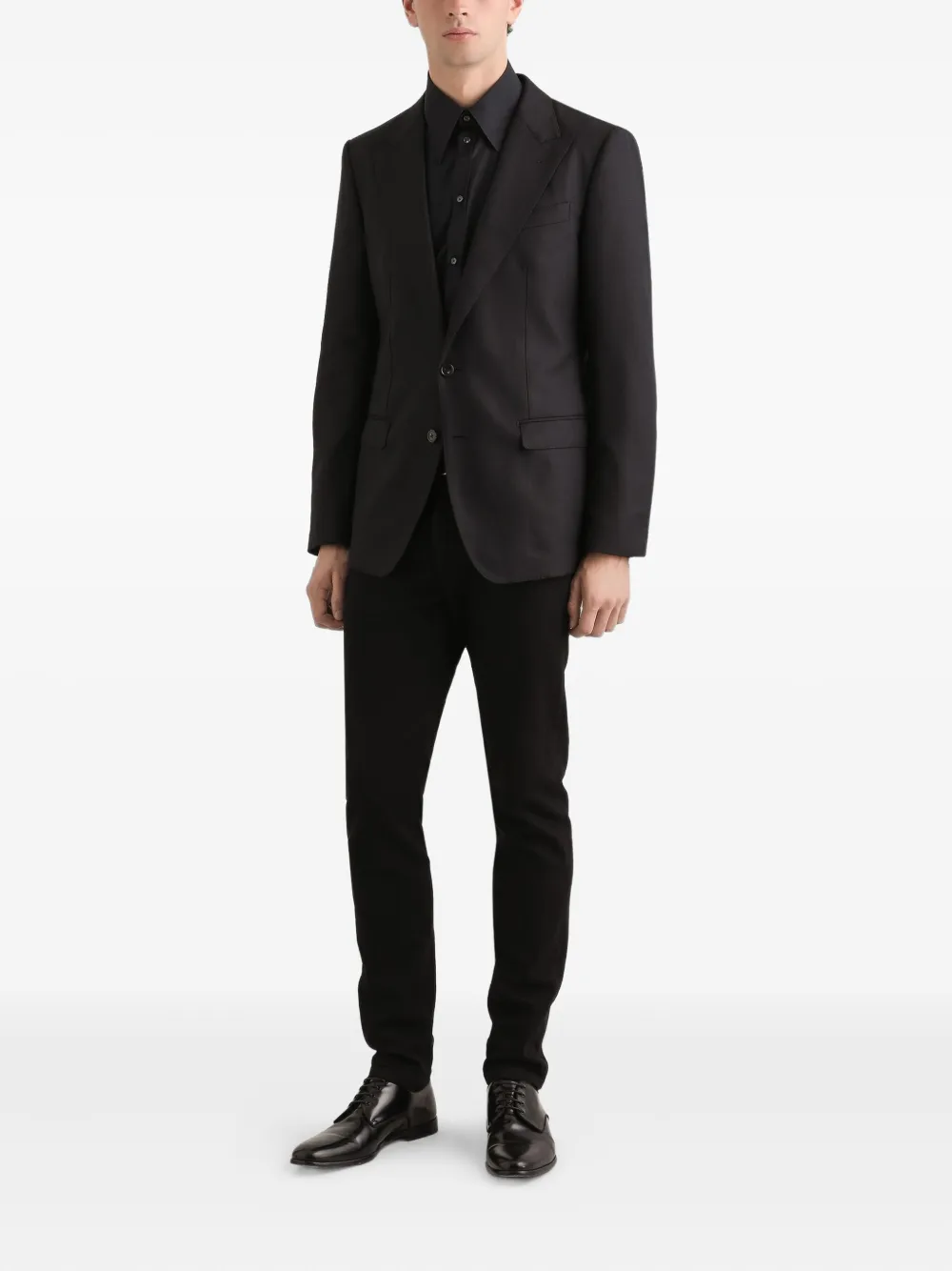 Dolce & Gabbana Jack met gekerfde revers en twee knopen Zwart
