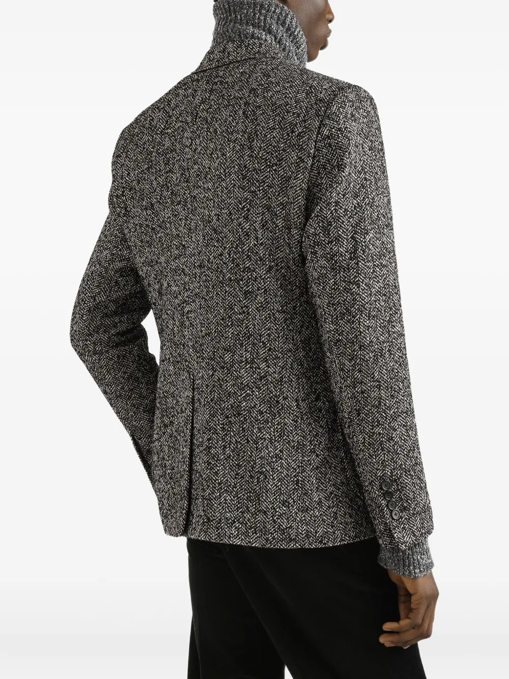 Dolce & Gabbana Herringbone Double-breasted Blazer In Gray