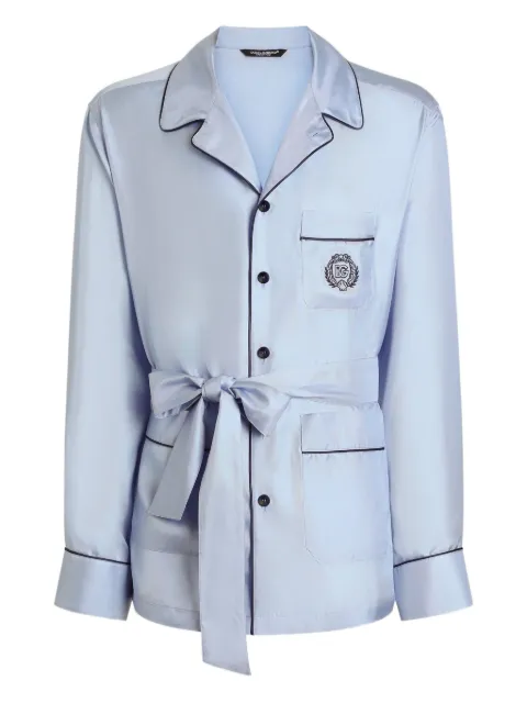 Dolce & Gabbana chest-pocket belted pyjama-style shirt