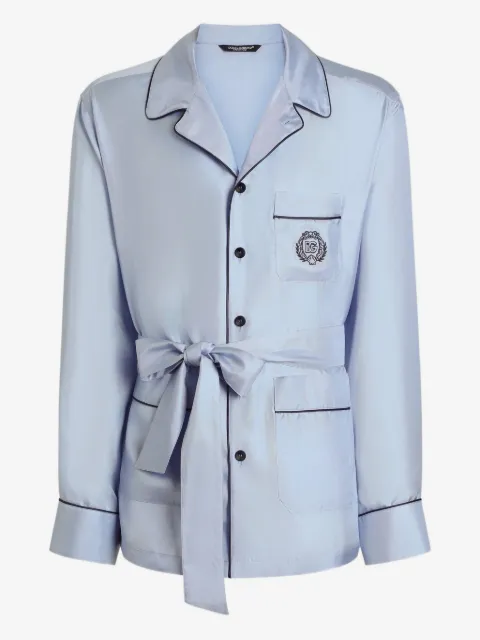 Dolce & Gabbana chest-pocket belted pyjama-style shirt