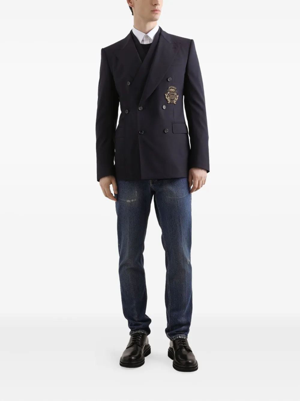 Dolce & Gabbana Blazer met dubbele rij knopen en wapenschild Blauw