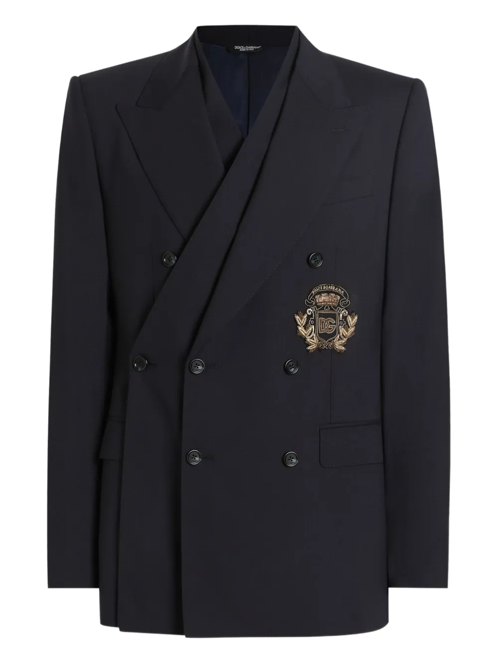 Dolce & Gabbana Blazer met dubbele rij knopen en wapenschild Blauw