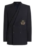 Dolce & Gabbana double-breasted crest-embellished blazer - Blue