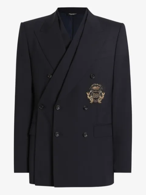 Dolce & Gabbana double-breasted crest-embellished blazer