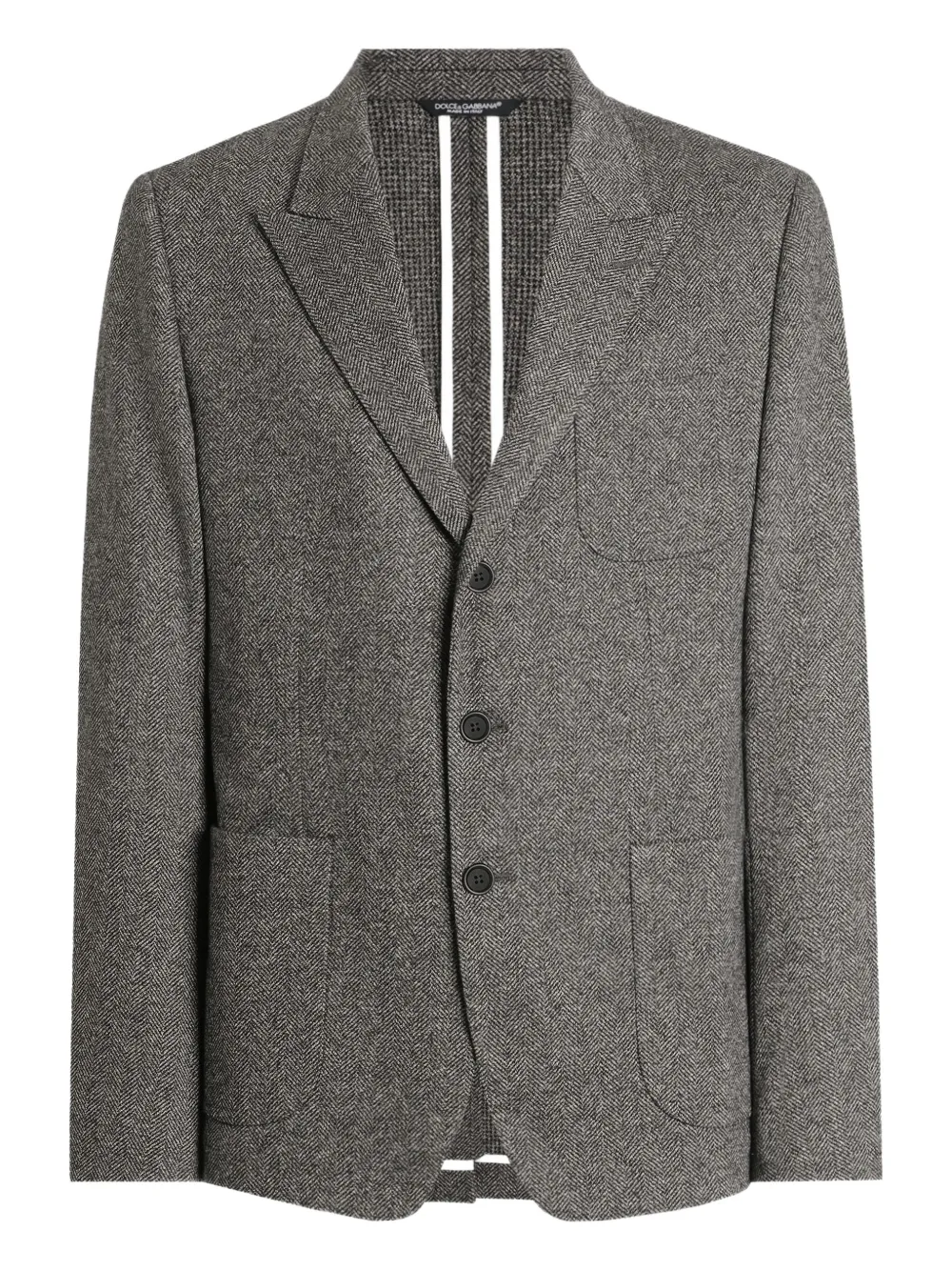 Dolce & Gabbana single-breasted herringbone blazer Grijs