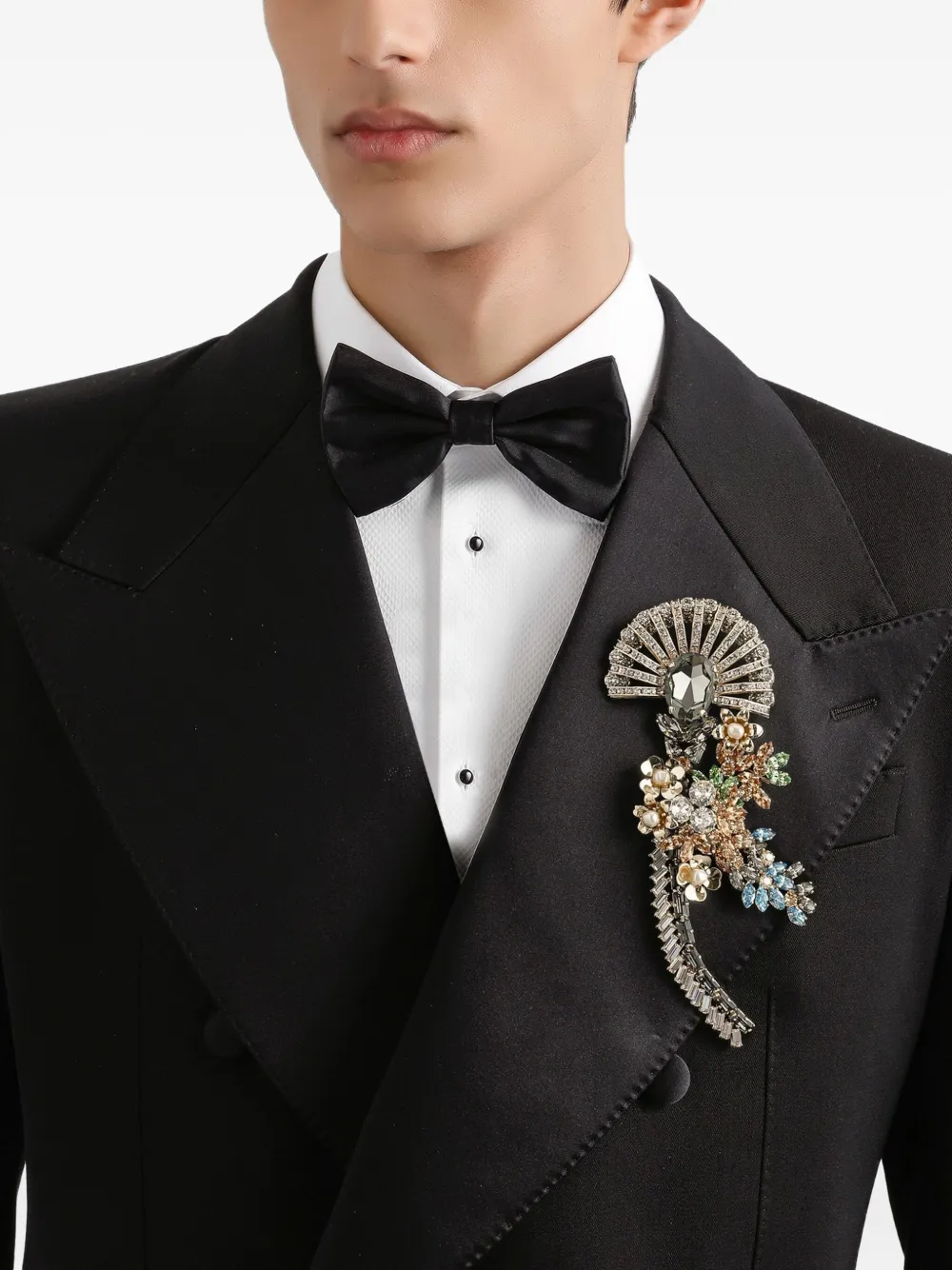 Dolce & Gabbana Double-breasted Satin-lapel Jacket In Black