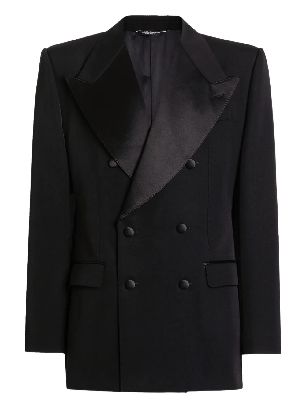Dolce & Gabbana Double-breasted Satin-lapel Jacket In Black