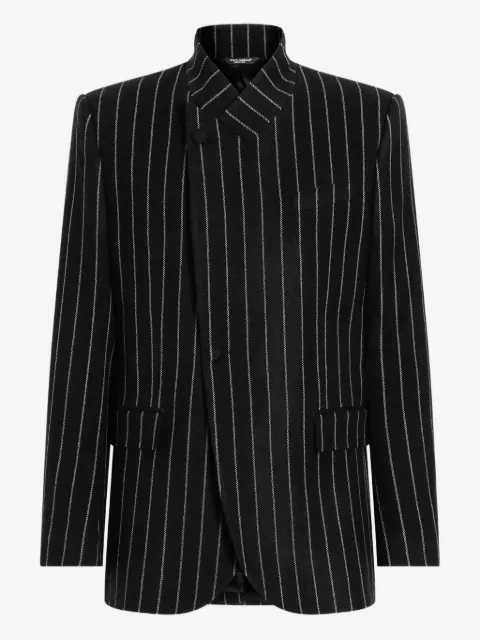 Dolce & Gabbana pinstripe-pattern mandarin-collar blazer