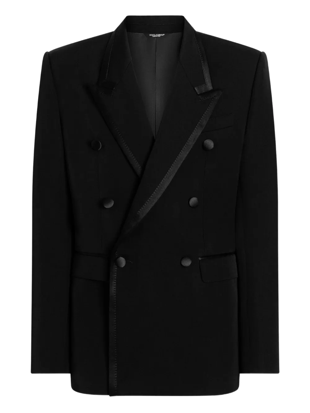 Dolce & Gabbana double-breasted satin-trim suit jacket | Black | Image 1