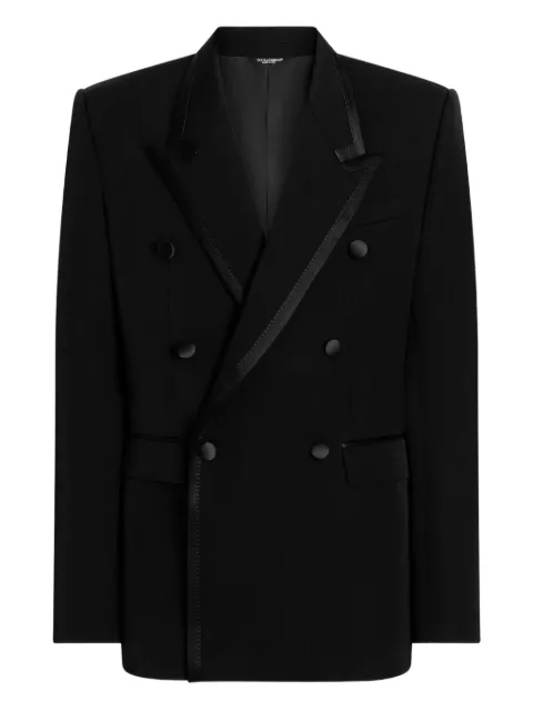 Dolce & Gabbana double-breasted satin-trim suit jacket