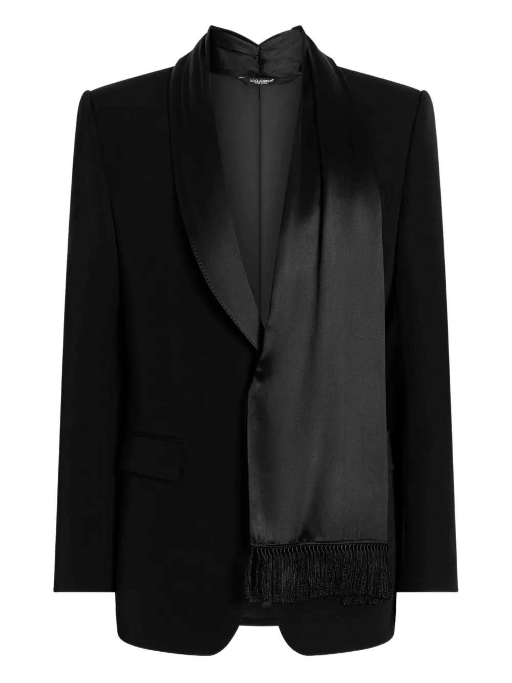 Dolce & Gabbana shawl-lapels fringed-detail blazer | Black | Image 1