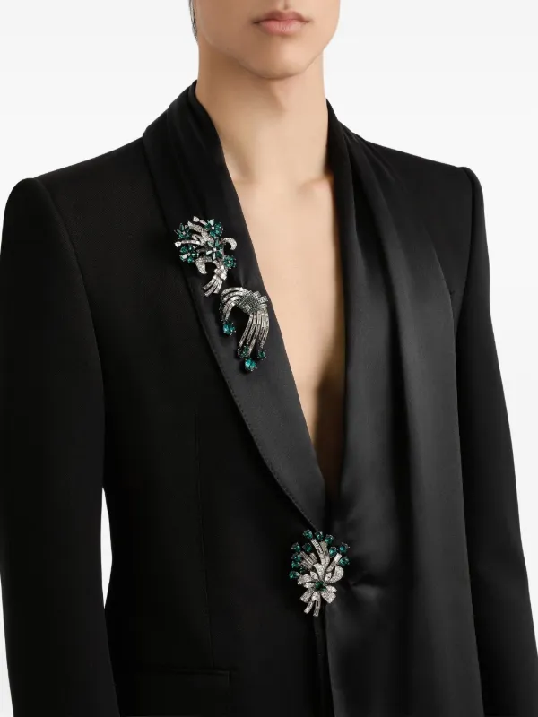 Dolce Gabbana shawl-lapels fringed-detail Blazer Black FARFETCH IN
