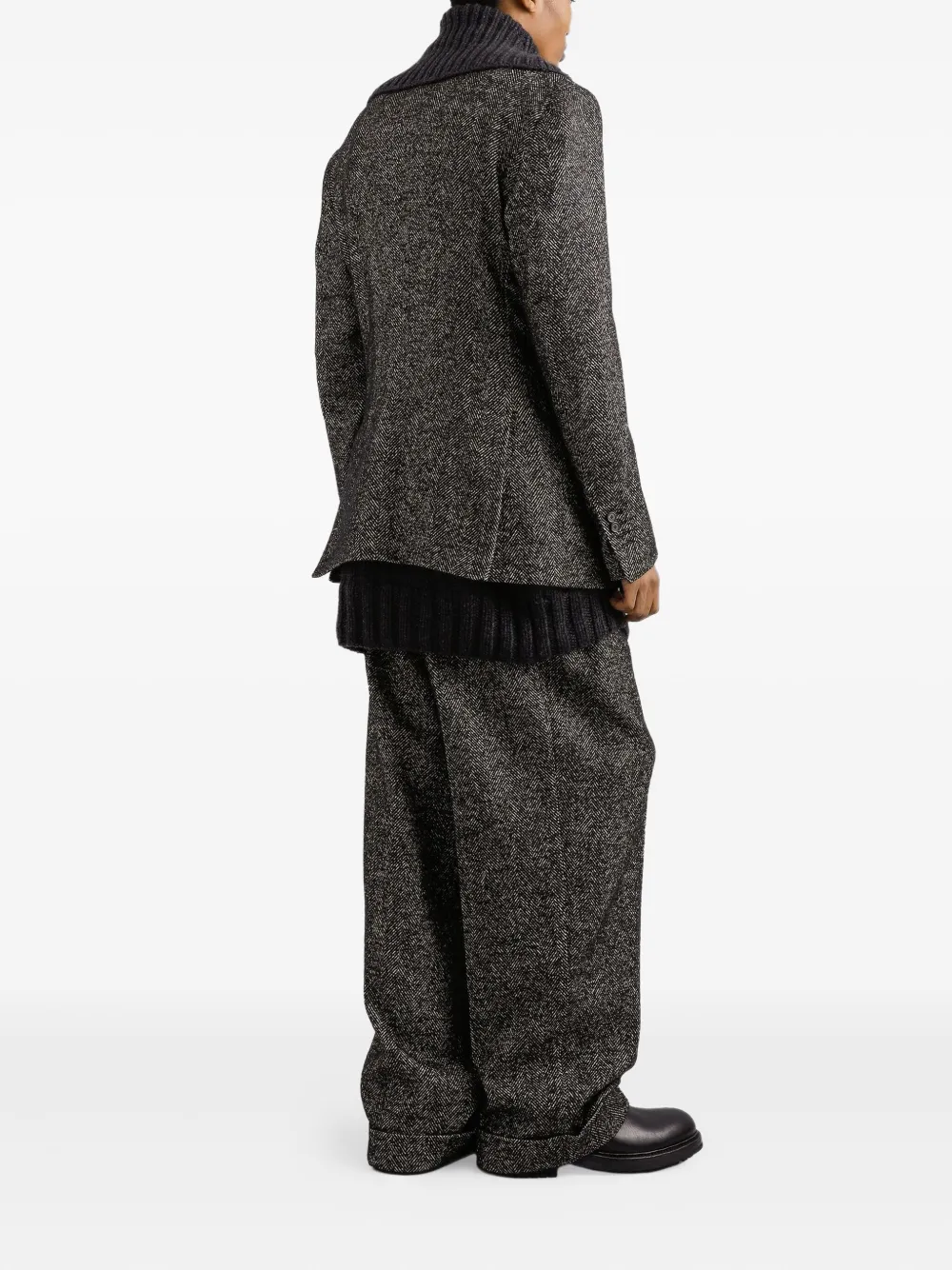 Dolce & Gabbana Herringbone Double-breasted Blazer In Gray