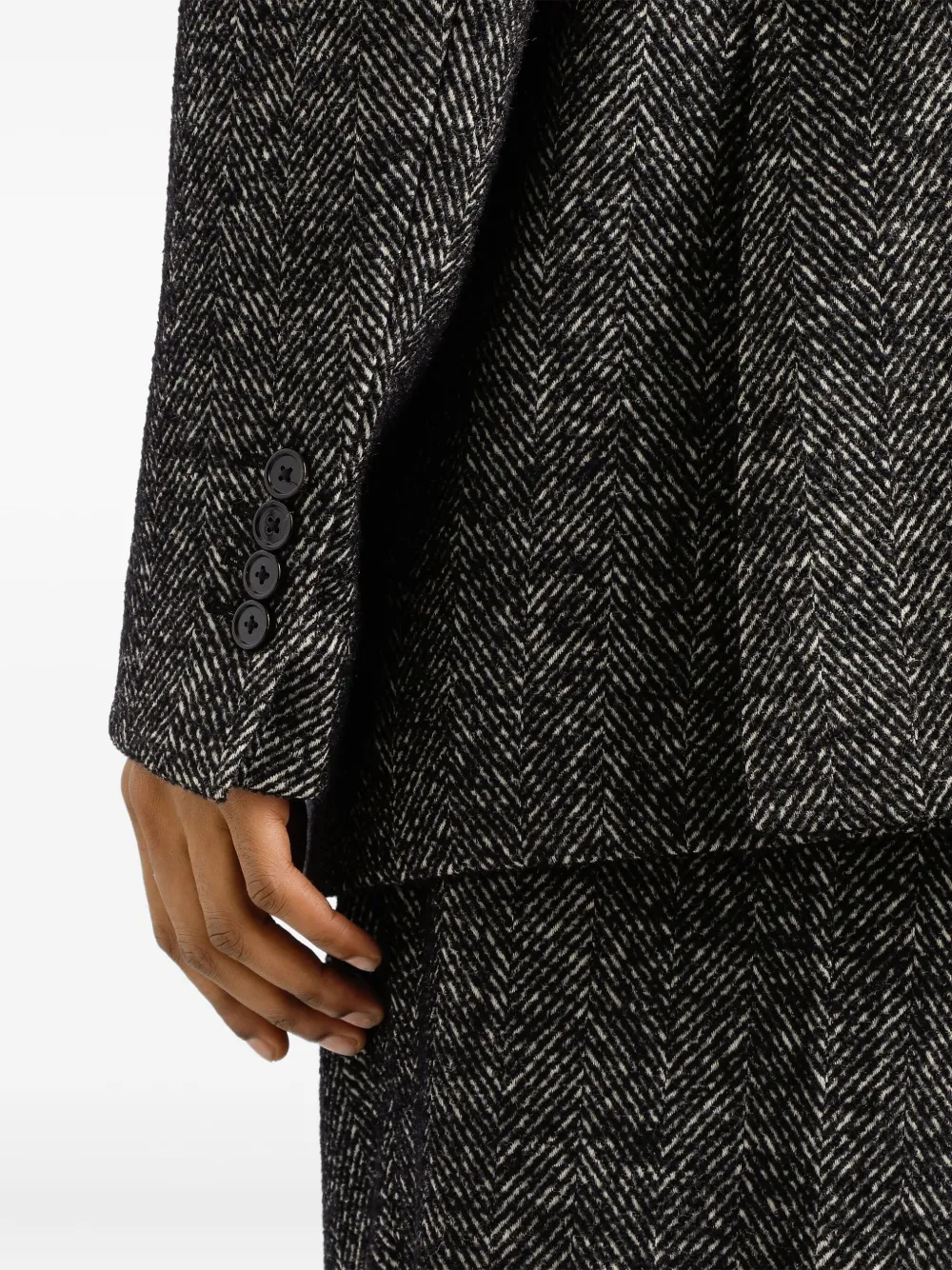 Dolce & Gabbana Herringbone Double-breasted Blazer In Gray