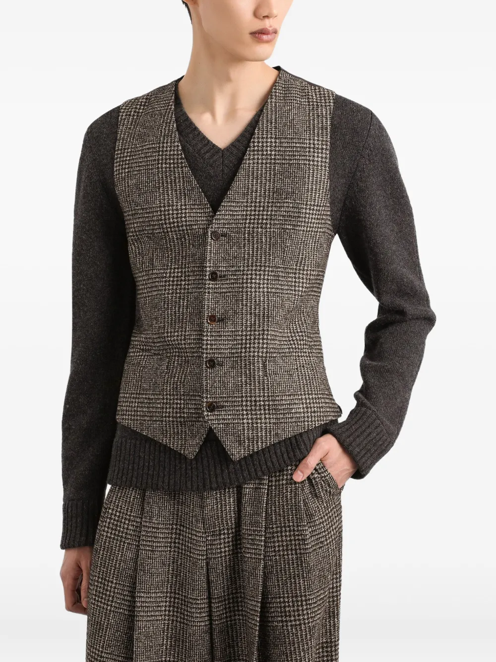 Dolce & Gabbana Glen Check-pattern Waistcoat In Gray